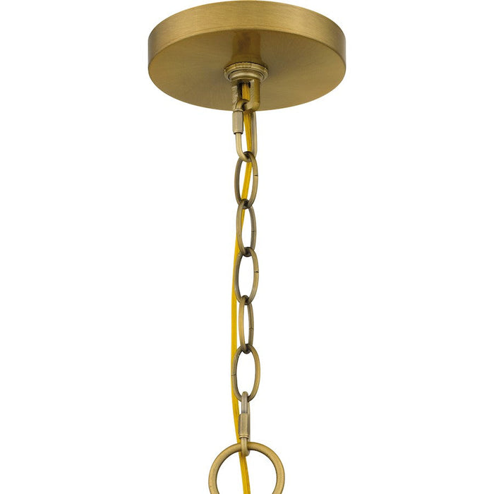 Quoizel Gretchen 5 Light Chandelier, Aged Brass/Off White Fabric