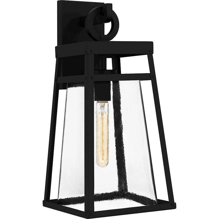 Quoizel Godfrey 1 Light Outdoor Lantern, Matte Black/Clear Rain