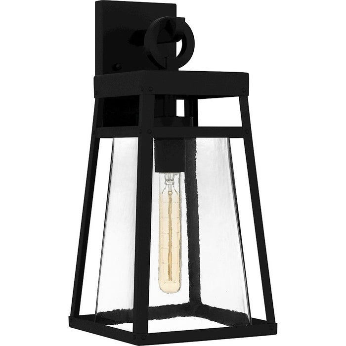 Quoizel Godfrey 1 Light Outdoor Lantern, Matte Black/Clear Rain