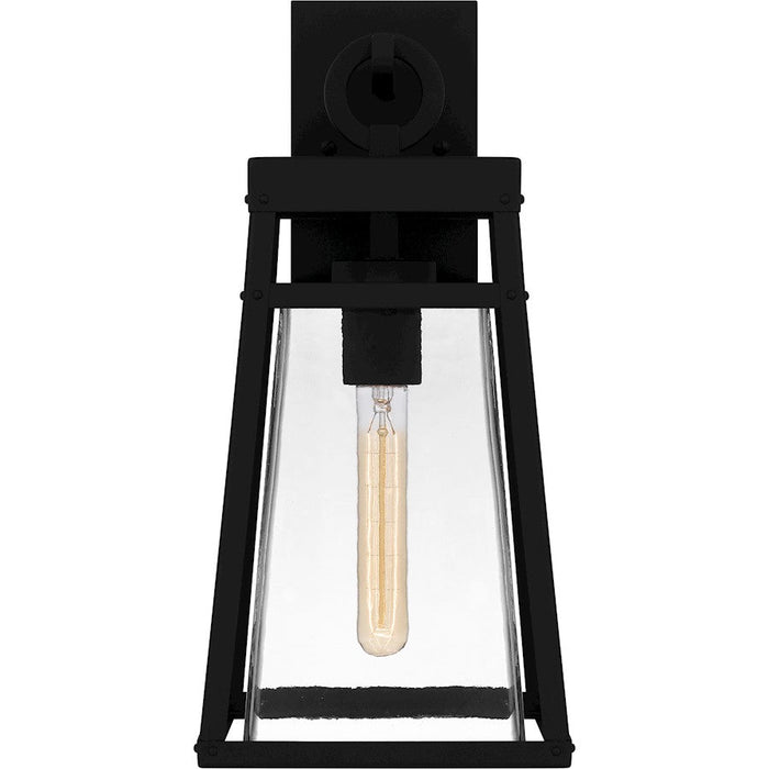 Quoizel Godfrey 1 Light Outdoor Lantern, Matte Black/Clear Rain