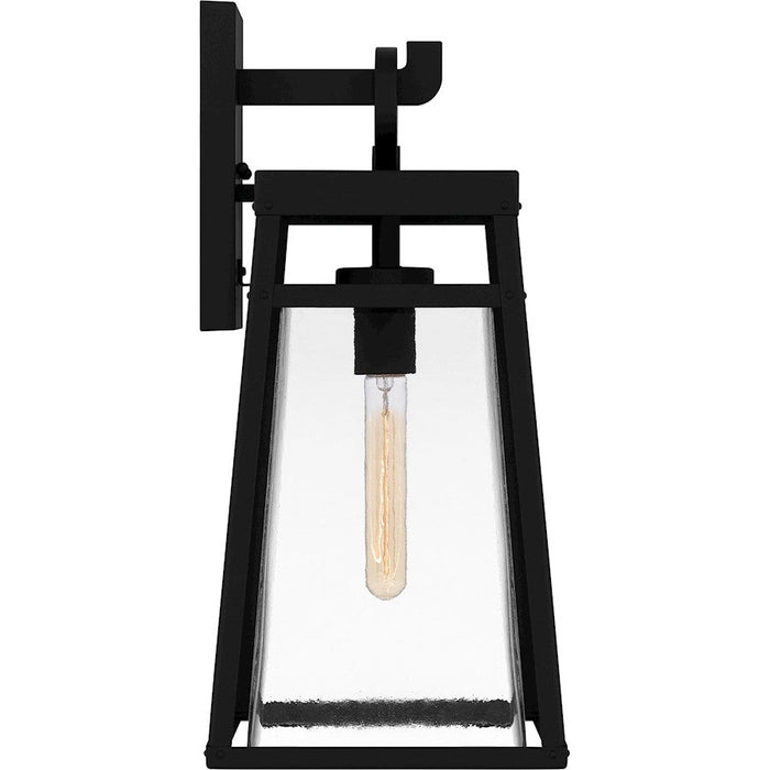 Quoizel Godfrey 1 Light Outdoor Lantern, Matte Black/Clear Rain