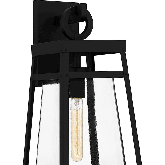 Quoizel Godfrey 1 Light Outdoor Lantern, Matte Black/Clear Rain