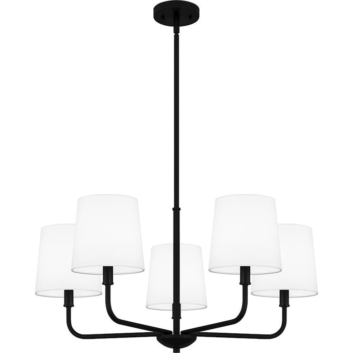 Quoizel Gallagher 5 Light Chandelier, Matte Black/White Fabric - GGR5028MBK