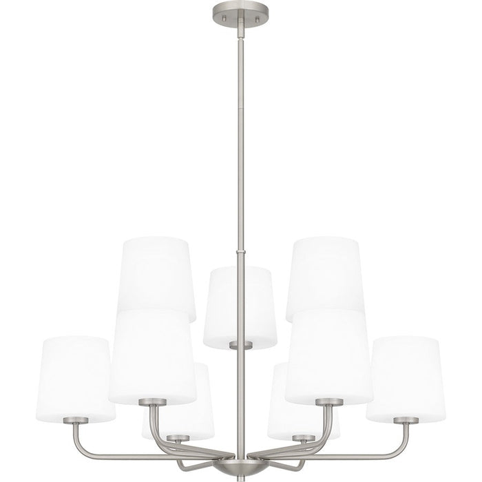 Quoizel Gallagher 9 Light Chandelier, Brushed Nickel/Opal Etched - GGR5032BN