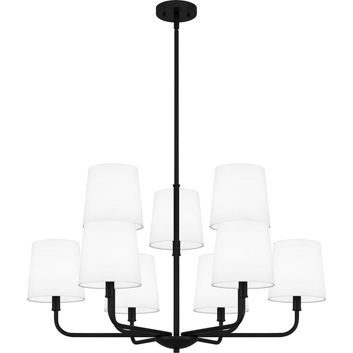 Quoizel Gallagher 9 Light Chandelier, Matte Black/White Fabric - GGR5032MBK