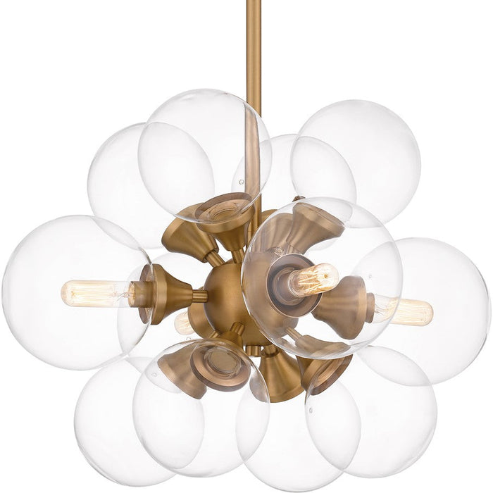 Quoizel Glinda 4 Light Pendant, Brushed Weathered Brass/Clear Glass