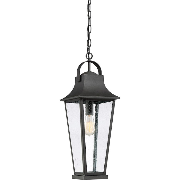 Quoizel Galveston 1 Light Mini Pendant, Mottled Black/Clear Seeded