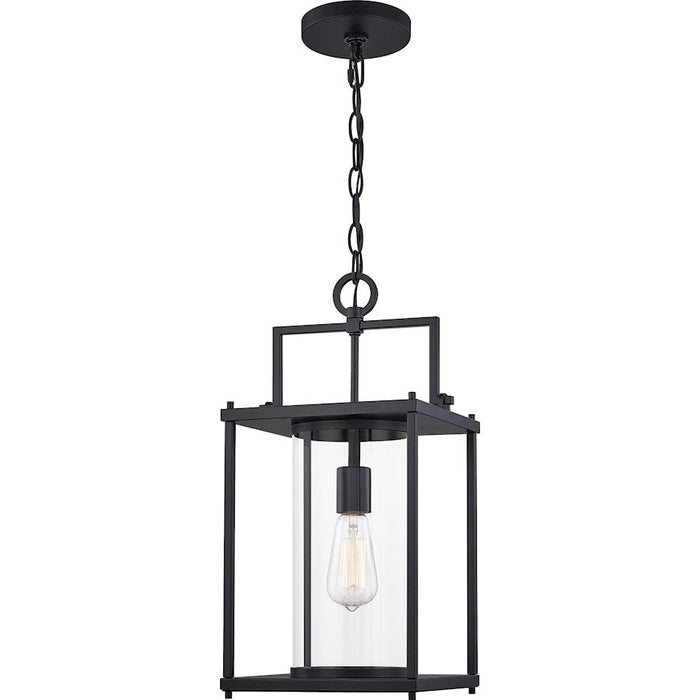 Quoizel Garrett 1 Light Mini Pendant, Matte Black/Clear