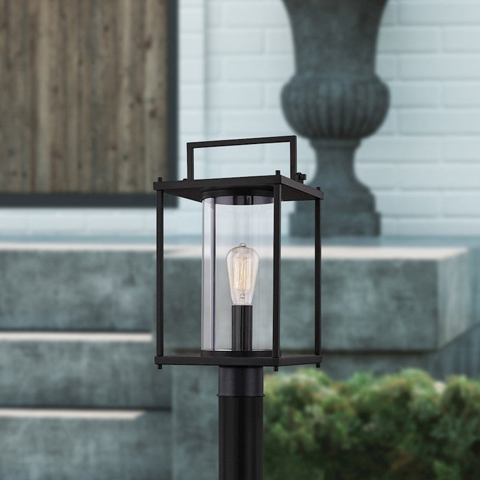 Quoizel Garrett 1 Light Outdoor Post, Matte Black/Clear Glass - GRE9009MBK