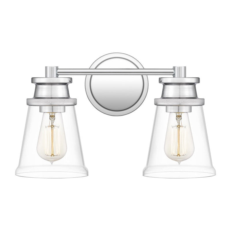 Quoizel Haverfield 2 Light Bath Vanity, Polished Chrome/Clear