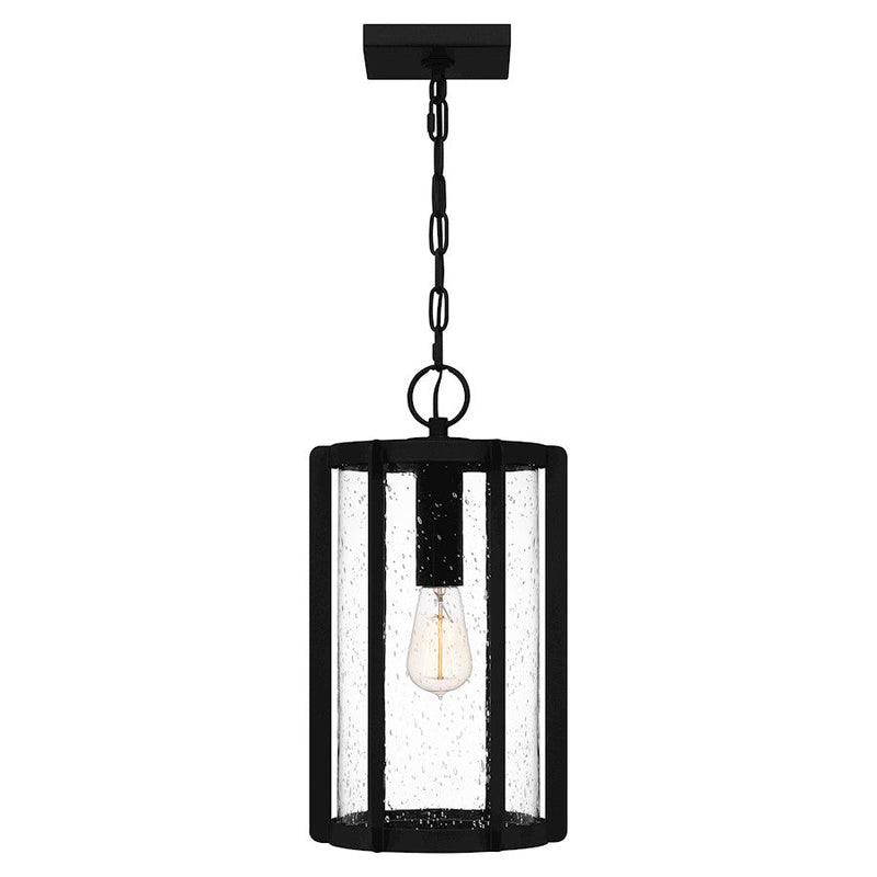 Quoizel Hazel 1 Light Mini Pendant, Earth Black/Clear Seeded