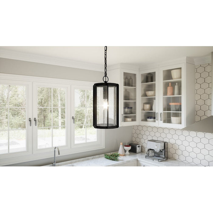 Quoizel Hazel 1 Light Mini Pendant, Earth Black/Clear Seeded