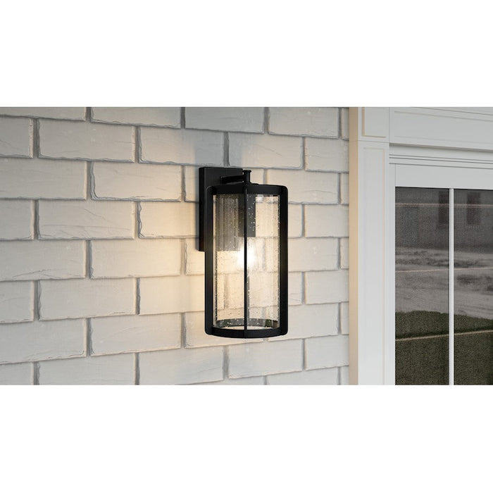 Quoizel Hazel 1 Light Outdoor Lantern, Earth Black/Clear Seeded