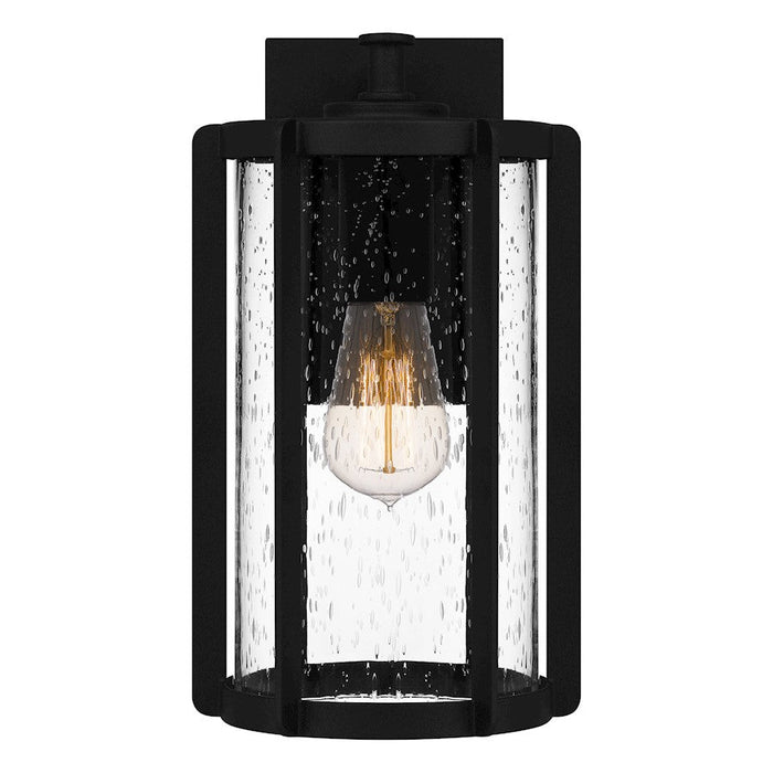 Quoizel Hazel 1 Light Outdoor Lantern, Earth Black/Clear Seeded