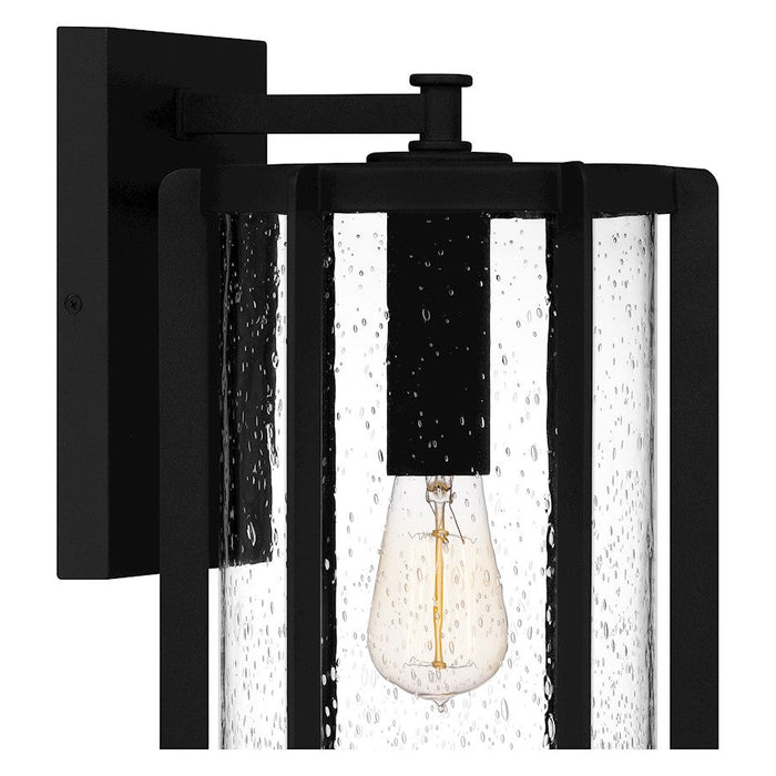 Quoizel Hazel 1 Light Outdoor Lantern, Earth Black/Clear Seeded