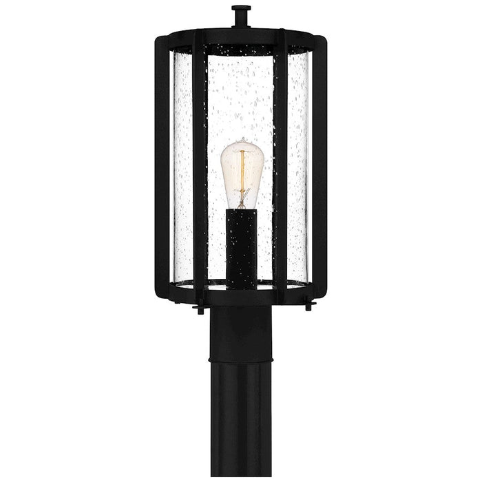 Quoizel Hazel 1 Light 18" Outdoor Lantern, Earth Black/Clear Seeded