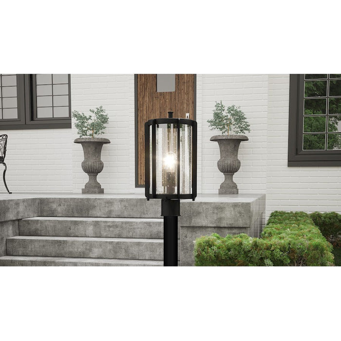 Quoizel Hazel 1 Light 18" Outdoor Lantern, Earth Black/Clear Seeded