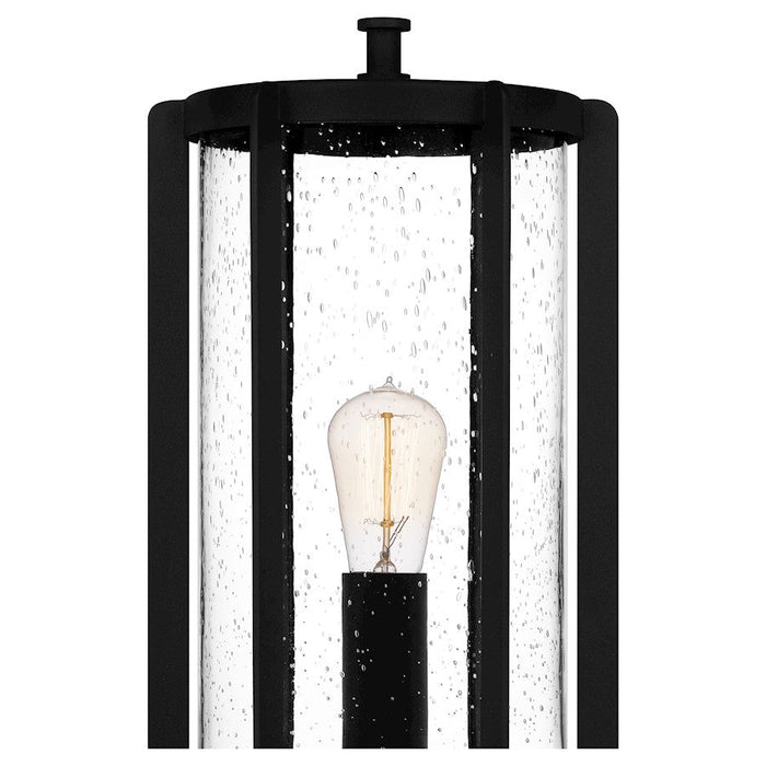 Quoizel Hazel 1 Light 18" Outdoor Lantern, Earth Black/Clear Seeded