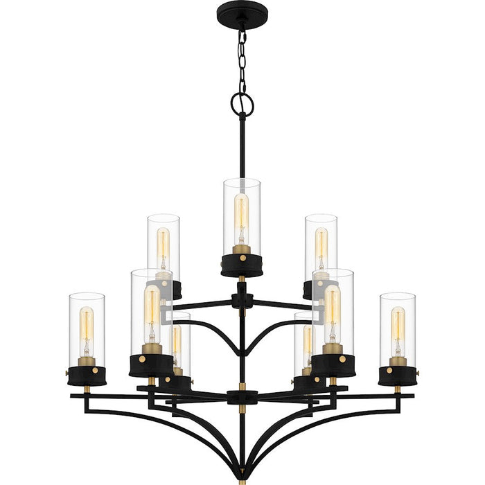 Quoizel Hillside Chandelier, Matte Black/Clear Glass