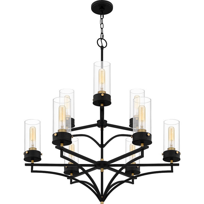 Quoizel Hillside Chandelier, Matte Black/Clear Glass