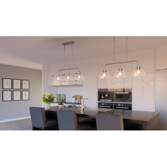 Quoizel Halsey 3 Light Island Light, Brushed Nickel/Clear Rain Glass - HLY336BN