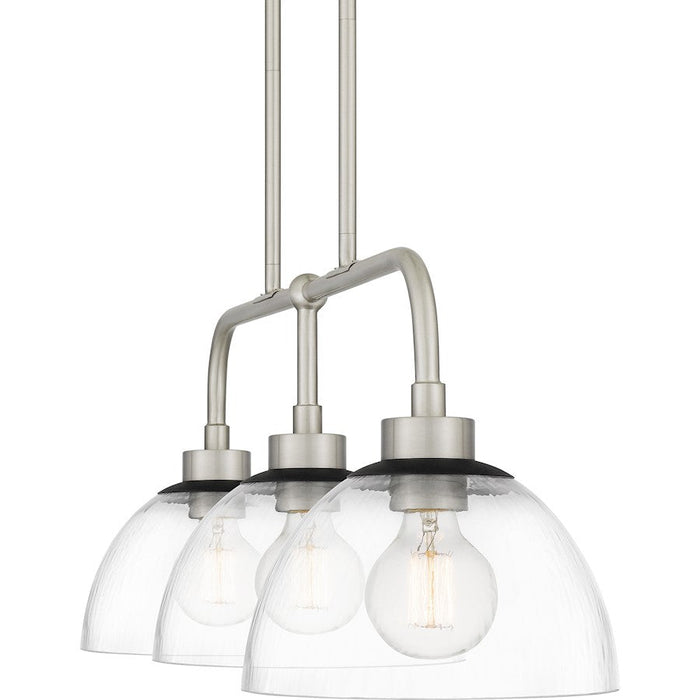 Quoizel Halsey 3 Light Island Light, Brushed Nickel/Clear Rain Glass
