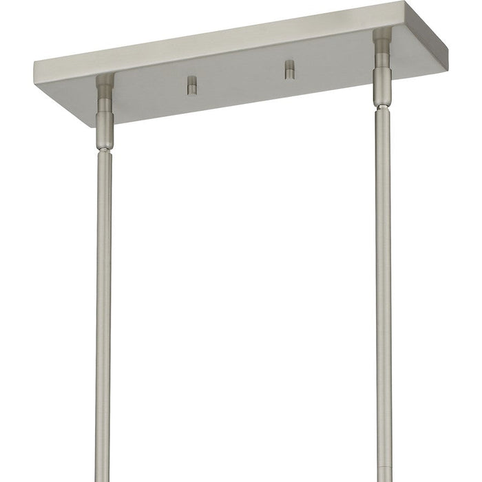 Quoizel Halsey 3 Light Island Light, Brushed Nickel/Clear Rain Glass