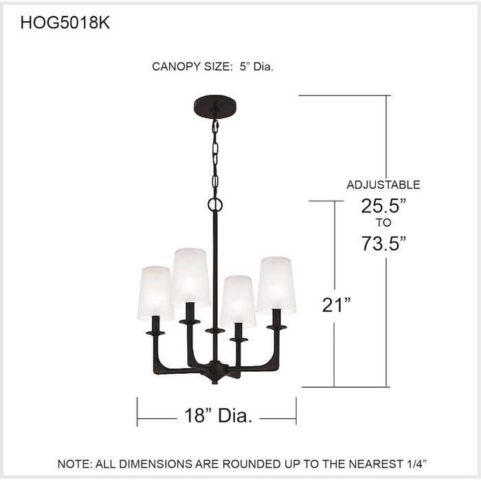 Quoizel Hough Chandelier, Mystic Black/Etched