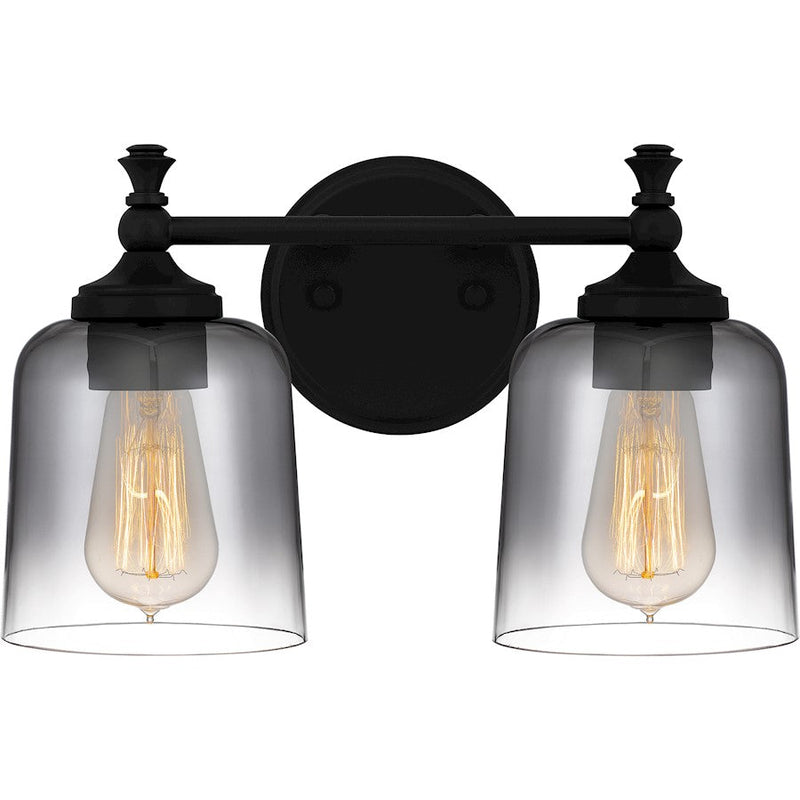 Quoizel Jenson 2 Light Bath Light, Matte Black/Smoke