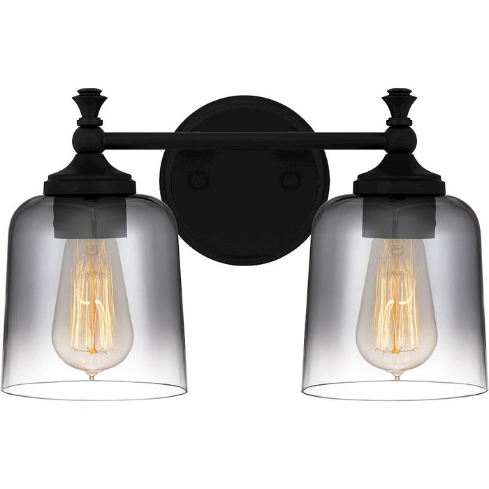 Quoizel Jenson 2 Light Bath Light, Matte Black/Smoke