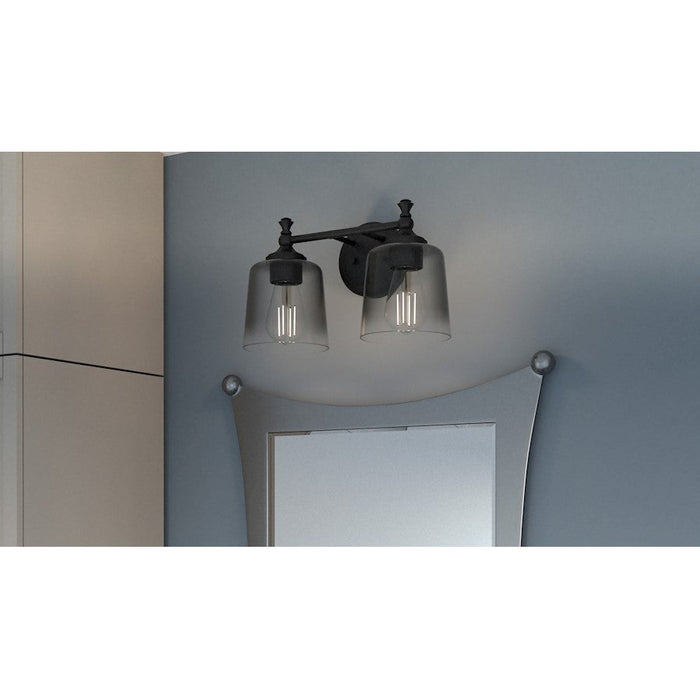 Quoizel Jenson 2 Light Bath Light, Matte Black/Smoke