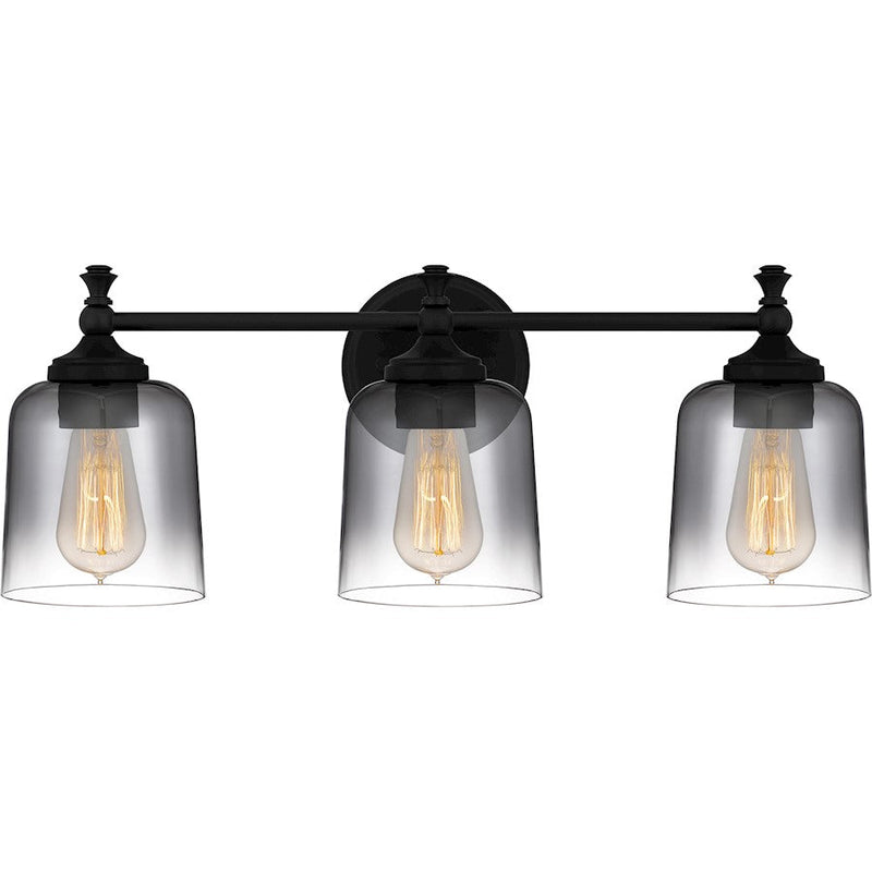 Quoizel Jenson 3 Light Bath Light, Matte Black/Smoke