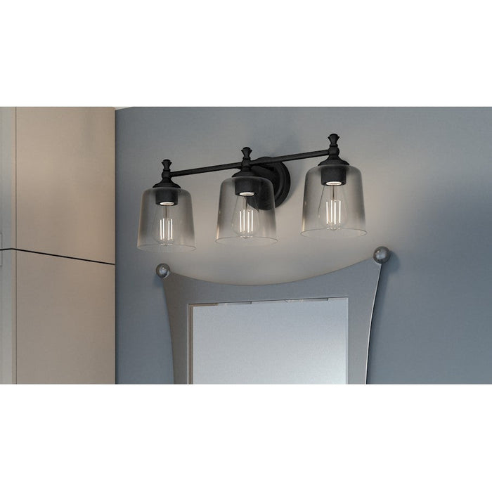 Quoizel Jenson 3 Light Bath Light, Matte Black/Smoke