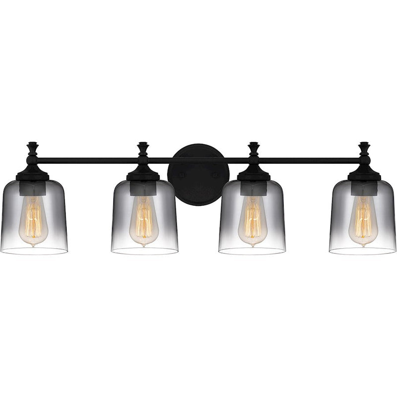 Quoizel Jenson 4 Light Bath Light, Matte Black/Smoke