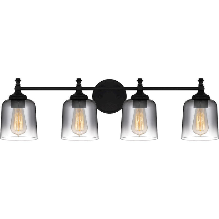 Quoizel Jenson 4 Light Bath Light, Matte Black/Smoke