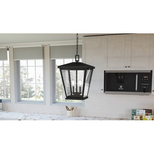 Quoizel Joffrey 2 Light Mini Pendant, Matte Black/Clear Seeded