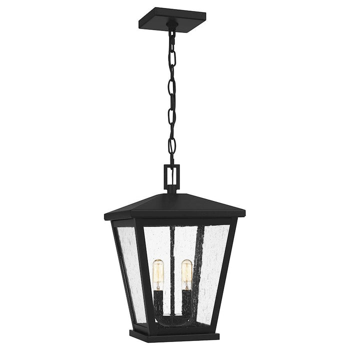 Quoizel Joffrey 2 Light Mini Pendant, Matte Black/Clear Seeded