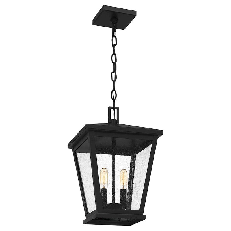 Quoizel Joffrey 2 Light Mini Pendant, Matte Black/Clear Seeded
