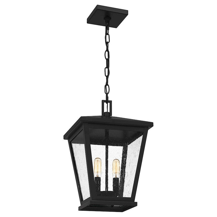 Quoizel Joffrey 2 Light Mini Pendant, Matte Black/Clear Seeded