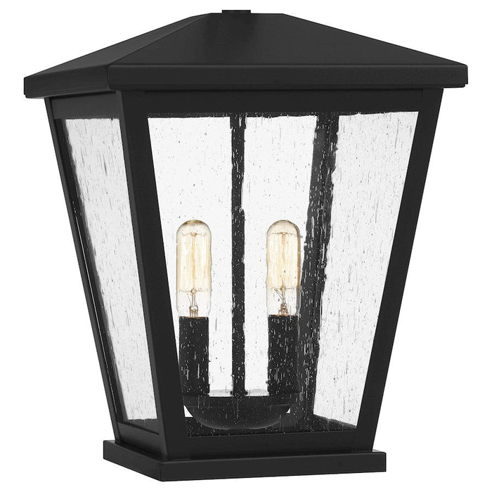 Quoizel Joffrey 2 Light Mini Pendant, Matte Black/Clear Seeded