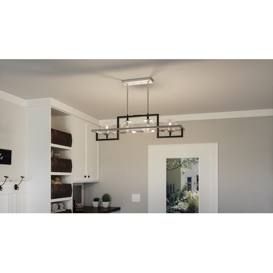 Quoizel Kane 4 Light Linear Chandelier, Earth Black - KAN440EK