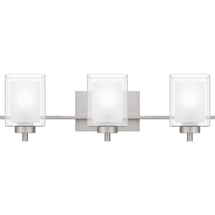 Quoizel Kolt 3 Light Bath Light, Nickel/Clear/Sandblasted Interior - KLT8903BN