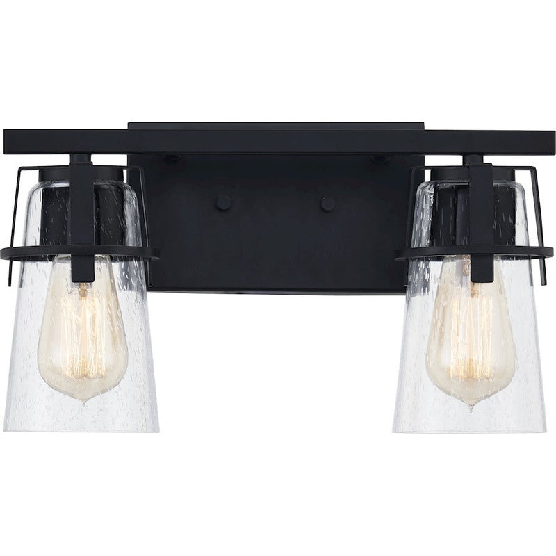 Quoizel Knox 2 Light Bath Vanity, Matte Black