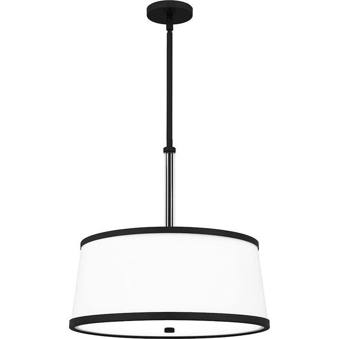 Quoizel Kylen 4 Light Pendant, Matte Black/Egg Shell Fabric - KYL2820MBK