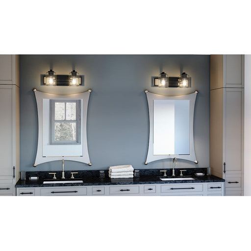 Quoizel Lansdowne 2 Light Bath Vanity, Matte Black/Clear - LANS8618MBK