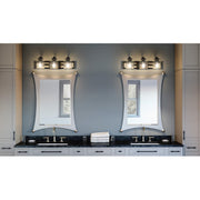 Quoizel Lansdowne 3 Light Bath Vanity, Matte Black/Clear - LANS8624MBK