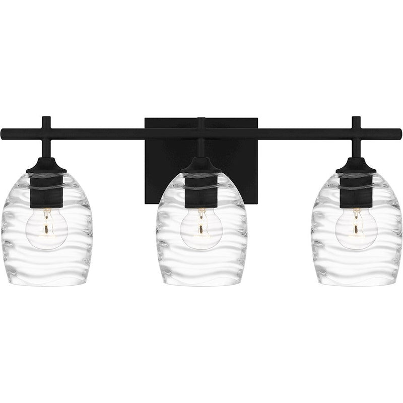 Quoizel Lucy 3 Light Bath Light, Matte Black/Clear Optic