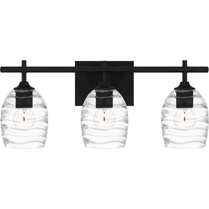 Quoizel Lucy 3 Light Bath Light, Matte Black/Clear Optic