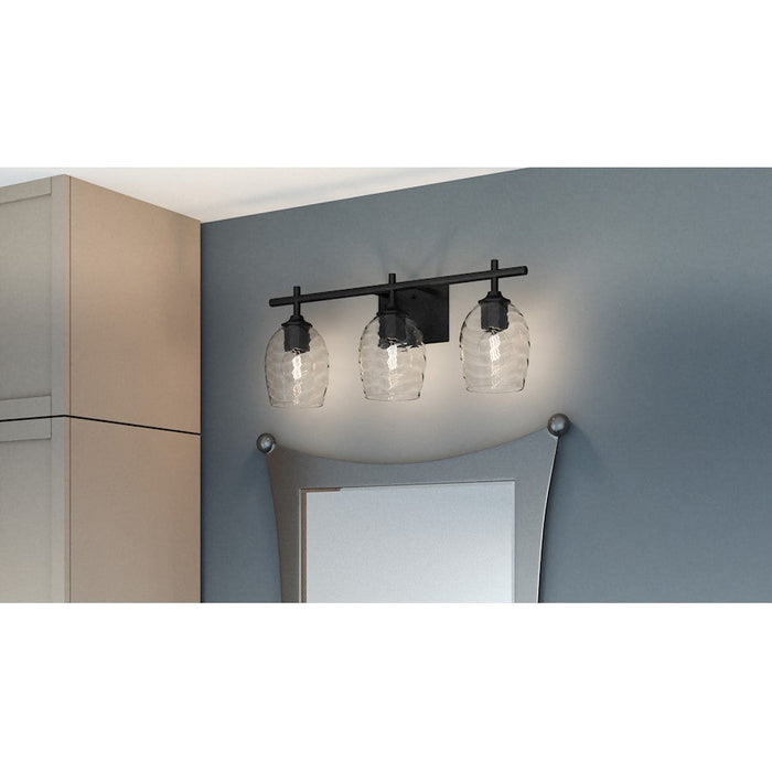 Quoizel Lucy 3 Light Bath Light, Matte Black/Clear Optic