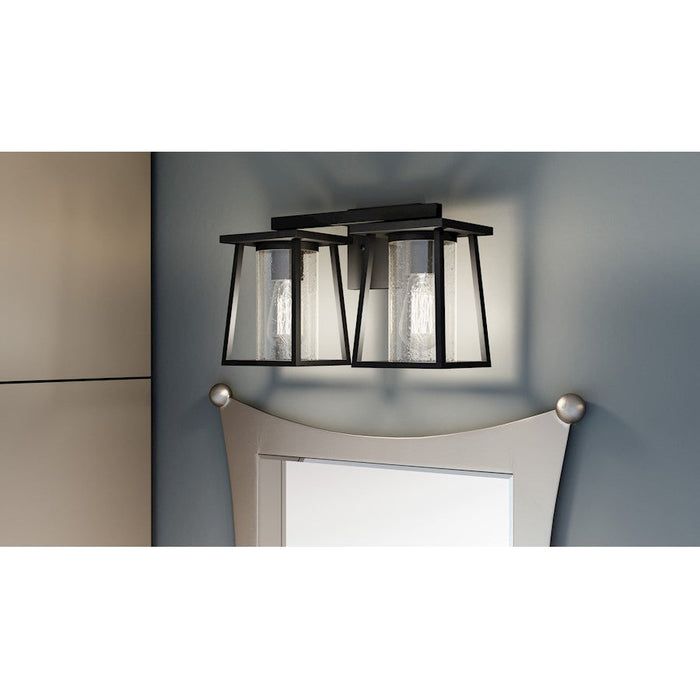 Quoizel Lodge 2 Light Bath Vanity, Matte Black